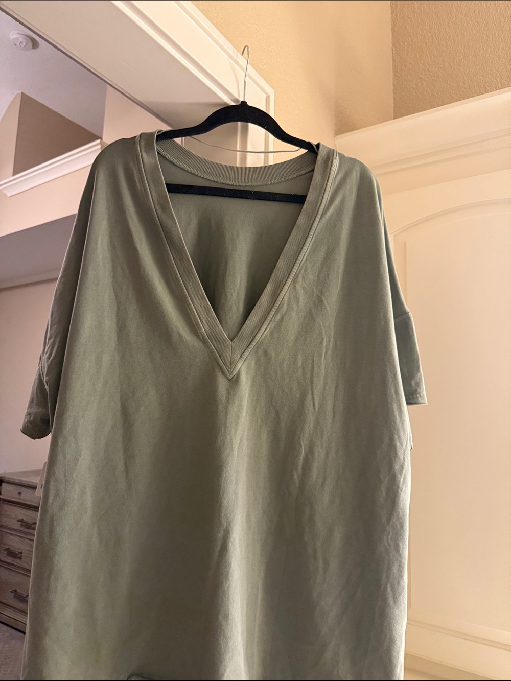 Free People Oversized V-Neck tunic in Sage Green